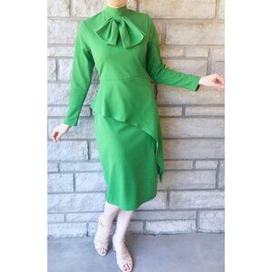 80s Vintage Emerald Green Office Dress